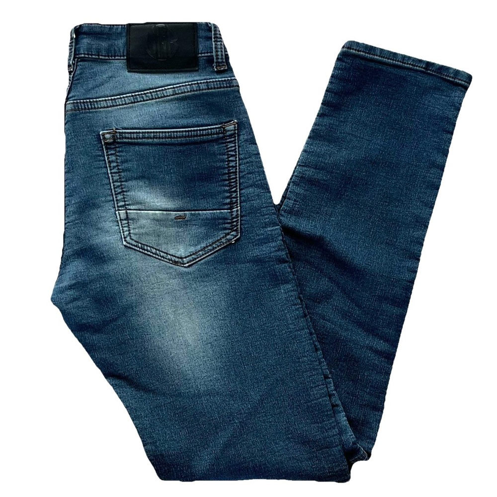 VGB Vintage Genes‎ Black Mens Jeans 30x32 Blue Wash French Terry Denim Slim Fit